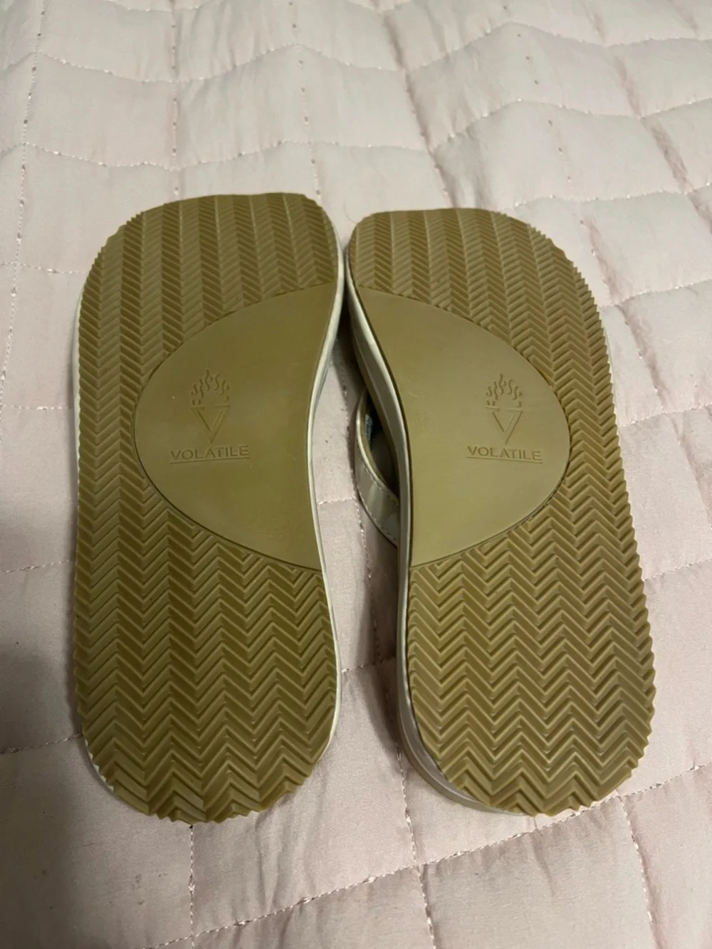 Women's Beige Platform Flip Flop Sandals - Lightweight Neutral Comfort - Picture 6 of 6